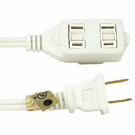 SUNLITE 6-Foot Household Extension Cord, Three 2-Prong Polarized Sockets, Tamper Guards, Indoor Use, White 04100-SU